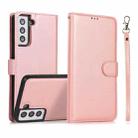 For Samsung Galaxy S21+ 5G Calf Texture 2 in 1 Detachable Magnetic Back Cover Horizontal Flip Leather Case with Holder & Card Slots & Wallet & Photo Frame(Rose Gold) - 1