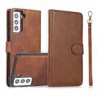 For Samsung Galaxy S21 5G Calf Texture 2 in 1 Detachable Magnetic Back Cover Horizontal Flip Leather Case with Holder & Card Slots & Wallet & Photo Frame(Brown) - 1