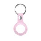 Mutural PU Leather Protective Case with Key Ring for AirTag(Pink) - 1