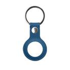 Mutural PU Leather Protective Case with Key Ring for AirTag(Dark Blue) - 1