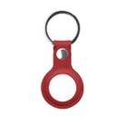 Mutural PU Leather Protective Case with Key Ring for AirTag(Red) - 1