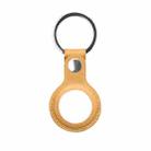 Mutural PU Leather Protective Case with Key Ring for AirTag(Yellow) - 1