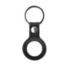Mutural PU Leather Protective Case with Key Ring for AirTag(Black) - 1
