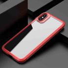 For iPhone X / XS iPAKY MG Series Carbon Fiber Texture Shockproof TPU+ Transparent PC Case(Red) - 1