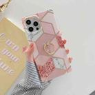Electroplating Soft TPU Straight-Edge Protective Case with Ring Holder For iPhone 11(Pink Lattice) - 1