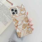 Plating Splicing Pattern Soft TPU Straight-Edge Protective Case For iPhone 12 / 12 Pro(Gold Flowers) - 1