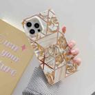 Plating Splicing Pattern Soft TPU Straight-Edge Protective Case with Ring Holder For iPhone 11 Pro(Gold Flowers) - 1