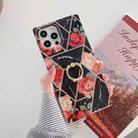Plating Splicing Pattern Soft TPU Straight-Edge Protective Case with Ring Holder For iPhone 11 Pro(Black Flowers) - 1