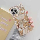 Plating Splicing Pattern Soft TPU Straight-Edge Protective Case with Ring Holder For iPhone 12 / 12 Pro(Gold Flowers) - 1