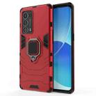 For OPPO Reno6 Pro+ 5G Shockproof PC + TPU Protective Case with Magnetic Ring Holder(Red) - 1