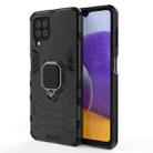 For Samsung Galaxy A22 4G Shockproof PC + TPU Protective Case with Magnetic Ring Holder(Black) - 1