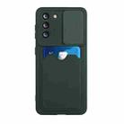 For Samsung Galaxy S21+ 5G Sliding Camera Cover Design TPU Protective Case with Card Slot(Dark Green) - 1
