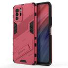 For Xiaomi Redmi Note 10 Pro 5G Punk Armor 2 in 1 PC + TPU Shockproof Case with Invisible Holder(Light Red) - 1