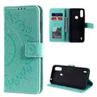 For Motorola Moto E7 Power Totem Flower Embossed Horizontal Flip TPU + PU Leather Case with Holder & Card Slots & Wallet(Green) - 1