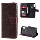 For Motorola Moto E7 Power Totem Flower Embossed Horizontal Flip TPU + PU Leather Case with Holder & Card Slots & Wallet(Brown) - 1