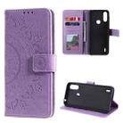 For Motorola Moto E7 Power Totem Flower Embossed Horizontal Flip TPU + PU Leather Case with Holder & Card Slots & Wallet(Purple) - 1