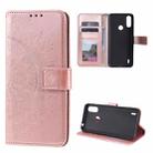 For Motorola Moto E7 Power Totem Flower Embossed Horizontal Flip TPU + PU Leather Case with Holder & Card Slots & Wallet(Rose Gold) - 1