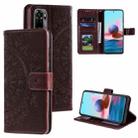 For Xiaomi Redmi Note 10 4G Totem Flower Embossed Horizontal Flip TPU + PU Leather Case with Holder & Card Slots & Wallet(Brown) - 1