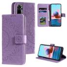 For Xiaomi Redmi Note 10 4G Totem Flower Embossed Horizontal Flip TPU + PU Leather Case with Holder & Card Slots & Wallet(Purple) - 1