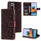 For Xiaomi Redmi Note 10 Pro Max Totem Flower Embossed Horizontal Flip TPU + PU Leather Case with Holder & Card Slots & Wallet(Brown) - 1