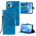 For Xiaomi Mi 11 Lite Totem Flower Embossed Horizontal Flip TPU + PU Leather Case with Holder & Card Slots & Wallet(Blue) - 1