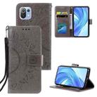 For Xiaomi Mi 11 Lite Totem Flower Embossed Horizontal Flip TPU + PU Leather Case with Holder & Card Slots & Wallet(Grey) - 1