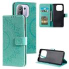 For Xiaomi Mi 11 Pro Totem Flower Embossed Horizontal Flip TPU + PU Leather Case with Holder & Card Slots & Wallet(Green) - 1