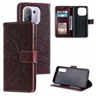 For Xiaomi Mi 11 Pro Totem Flower Embossed Horizontal Flip TPU + PU Leather Case with Holder & Card Slots & Wallet(Brown) - 1