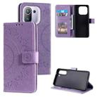 For Xiaomi Mi 11 Pro Totem Flower Embossed Horizontal Flip TPU + PU Leather Case with Holder & Card Slots & Wallet(Purple) - 1