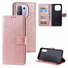 For Xiaomi Mi 11 Pro Totem Flower Embossed Horizontal Flip TPU + PU Leather Case with Holder & Card Slots & Wallet(Rose Gold) - 1