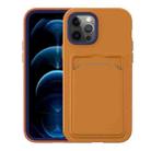 For iPhone 12 Pro Max Two-color TPU + PC Protective Case with Card Slot(Orange+Blue Frame) - 1