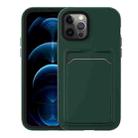 For iPhone 12 / 12 Pro Two-color TPU + PC Protective Case with Card Slot(Green+Black Frame) - 1