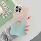 Marble Pattern Soft TPU Straight-Edge Protective Case with Ring Holder For iPhone 12 Pro Max(Orange Green) - 1