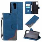 For Samsung Galaxy A02s EU Version Three-color Stitching Calf Texture Horizontal Flip Leather Case with Holder & Card Slots & Wallet(Blue) - 1