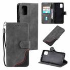 For Samsung Galaxy A02s EU Version Three-color Stitching Calf Texture Horizontal Flip Leather Case with Holder & Card Slots & Wallet(Grey) - 1