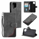 For Samsung Galaxy A12 5G Three-color Stitching Calf Texture Horizontal Flip Leather Case with Holder & Card Slots & Wallet(Grey) - 1