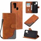 For Samsung Galaxy A21s Three-color Stitching Calf Texture Horizontal Flip Leather Case with Holder & Card Slots & Wallet(Brown) - 1