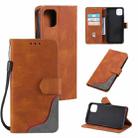 For Samsung Galaxy A22 5G Three-color Stitching Calf Texture Horizontal Flip Leather Case with Holder & Card Slots & Wallet(Brown) - 1