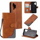 For Samsung Galaxy A32 5G Three-color Stitching Calf Texture Horizontal Flip Leather Case with Holder & Card Slots & Wallet(Brown) - 1