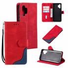 For Samsung Galaxy A32 5G Three-color Stitching Calf Texture Horizontal Flip Leather Case with Holder & Card Slots & Wallet(Red) - 1