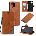 For Samsung Galaxy A42 5G Three-color Stitching Calf Texture Horizontal Flip Leather Case with Holder & Card Slots & Wallet(Brown) - 1