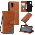For Samsung Galaxy A51 5G Three-color Stitching Calf Texture Horizontal Flip Leather Case with Holder & Card Slots & Wallet(Brown) - 1