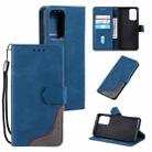 For Samsung Galaxy A52 5G / 4G Three-color Stitching Calf Texture Horizontal Flip Leather Case with Holder & Card Slots & Wallet(Blue) - 1