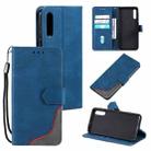 For Samsung Galaxy A70 Three-color Stitching Calf Texture Horizontal Flip Leather Case with Holder & Card Slots & Wallet(Blue) - 1