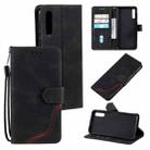 For Samsung Galaxy A70 Three-color Stitching Calf Texture Horizontal Flip Leather Case with Holder & Card Slots & Wallet(Black) - 1