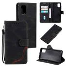 For Samsung Galaxy A82 5G / 4G Three-color Stitching Calf Texture Horizontal Flip Leather Case with Holder & Card Slots & Wallet(Black) - 1