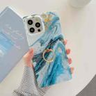 Marble Pattern Soft TPU Straight-Edge Protective Case with Ring Holder For iPhone 11 Pro(Gilding Blue) - 1