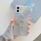 Marble Pattern Soft TPU Straight-Edge Protective Case with Ring Holder For iPhone 11 Pro(Blue) - 1