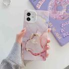 Marble Pattern Soft TPU Straight-Edge Protective Case with Ring Holder For iPhone 11(Light Pink) - 1