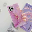 Marble Pattern Soft TPU Straight-Edge Protective Case with Ring Holder For iPhone 12 / 12 Pro(Purple) - 1